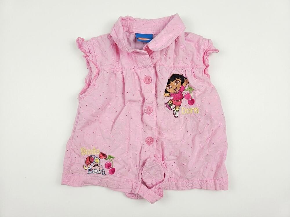 Vintage Y2K 4 Nick Jr. Dora the Explorer Boots Embroidered Pink Tie Front Shirt